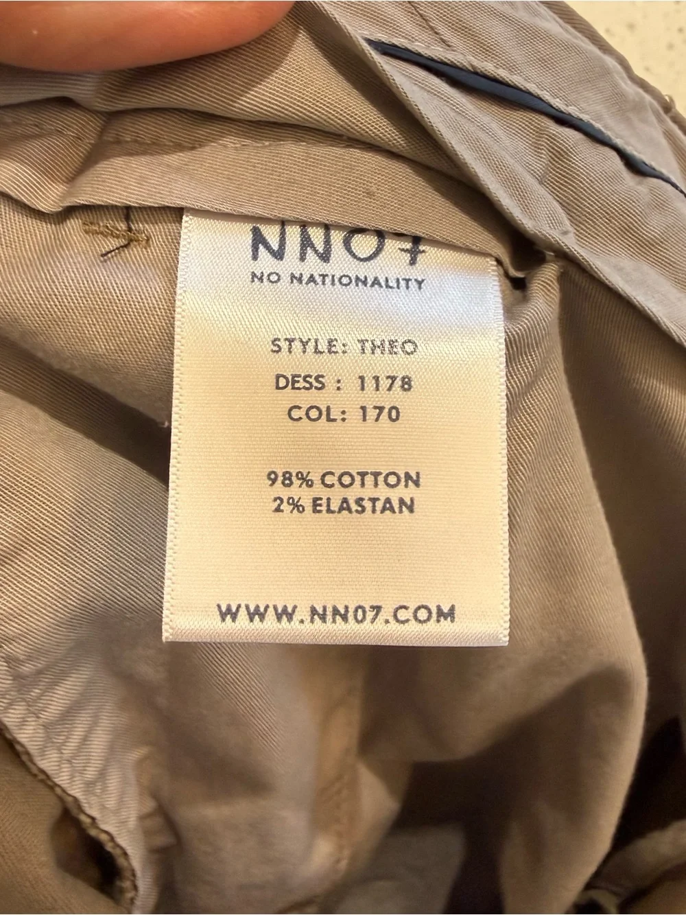 NNO7 Men's Slim Chino Pants in Brown